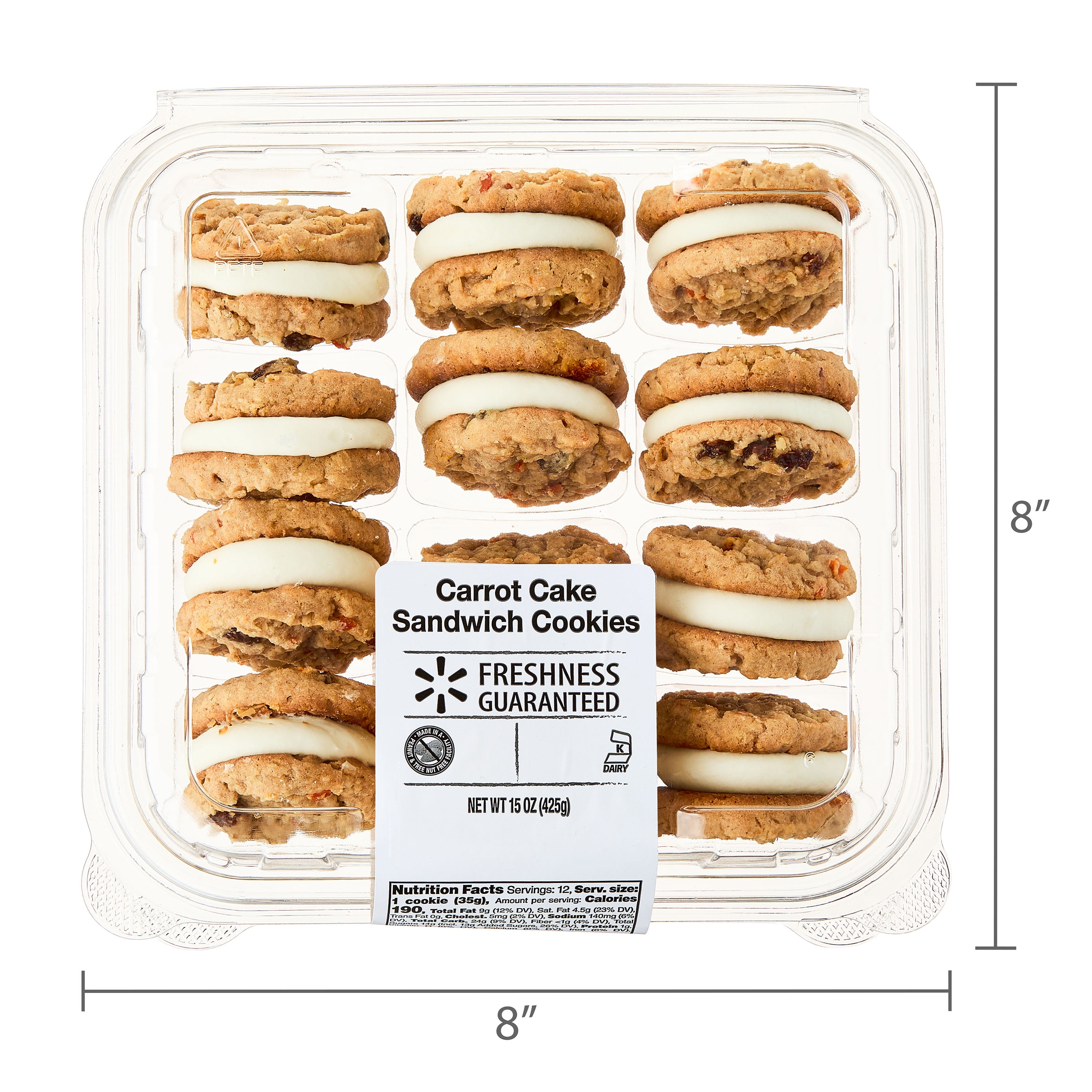 Freshness Guaranteed Carrot Cake Sandwich Cookies with Cream Cheese Icing, 12 Count, Shelf Stable