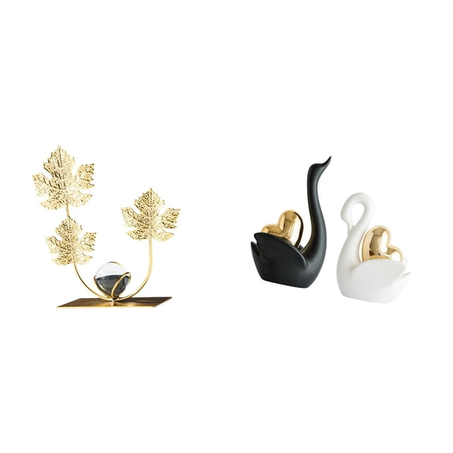 Figuras de cisnes con forma de hoja, adorno decorativo para estantería, decoración moderna para el hogar, coleccionables para dormitorio, decoración n