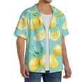 thumbnail image 4 of Easygdp Yellow Lemon Men's Casual Short-sleeved Shirt with Pocket and Button Suitable for Beach Vacation Leisure - XX-Large, 4 of 7