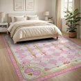 thumbnail image 3 of ODIKA 8'x10' Washable Area Rug Pencil Pink Coquette Vintage Kawaii Swirl Border School Classroom for King Size Bedroom Under Bed, Master Suite, Non-Shedding, Easy Care, 3 of 7
