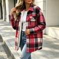 thumbnail image 5 of Xdegoge Womens Plaid Shacket Button Down Long Sleeve Flannel Shirt Jacket Casual Fall Winter Outerwear Boyfriend Tops with Pockets, 5 of 7