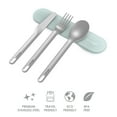 thumbnail image 3 of Bentgo Stainless Travel Utensil Set - Reusable 3-Piece Silverware Set with Carrying Case, High-Grade Premium Steel, BPA-Free Case, Eco-Friendly - Ideal for Travel, Camping, and Office Use (Aqua), 3 of 7
