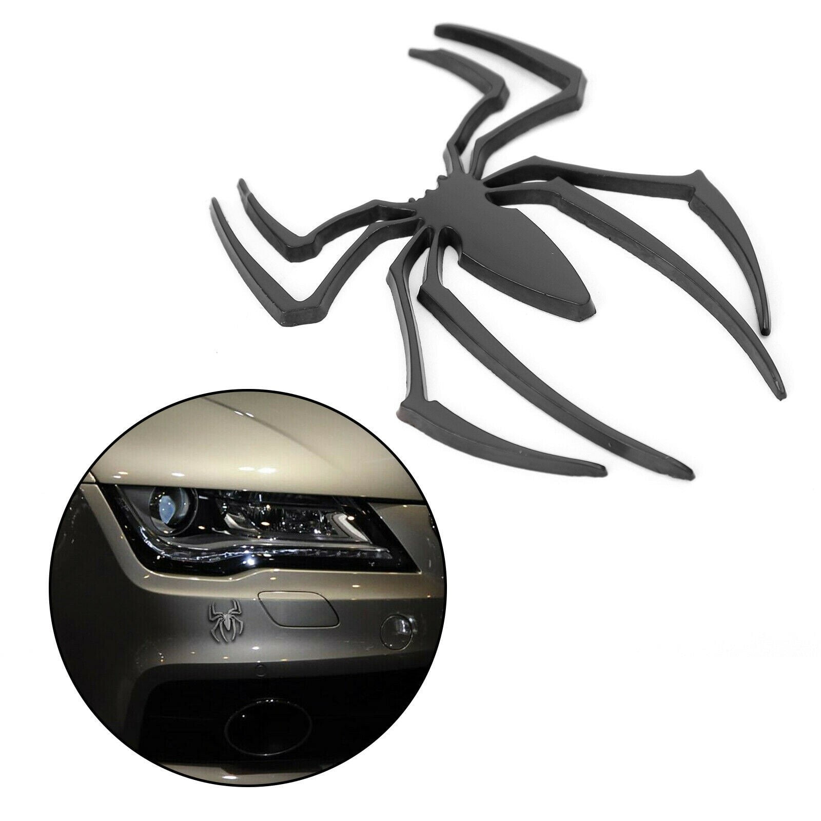 2 pcs Metal SUV Car Vehicle Silver Chrome Spider Badge Emblem Logo Decal Sticker 