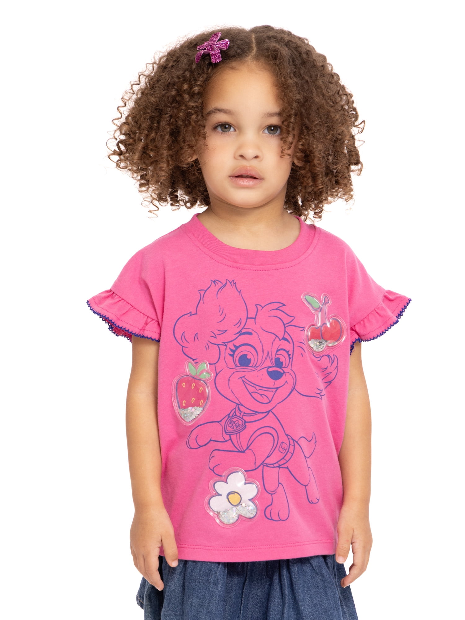 Paw Patrol Toddler Girls Ruffle Graphic Tee with Short Sleeves, Sizes 12M-5T