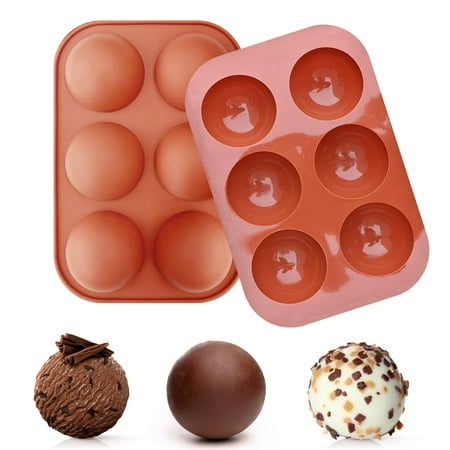 

Homchum 2 Pack Silicone Baking Mold 6 Semi Sphere Hot Cocoa Bomb Mold Happy Birthday Cake Decorations Symbols & Valentine Candy Chocolate Making Mold Red