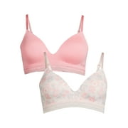 Jessica Simpson Women’s Brushed Micro and Lace Wireless Bras, 2-Pack