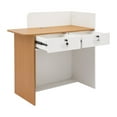 thumbnail image 3 of 2 Drawers Reception Desk with 5V LED Light Strip and Lockable Drawer, 440.92 lbs Capacity Front Counter for Boutiques 39.37x17.72x39.37in, Warm White + Wood Color, 3 of 17