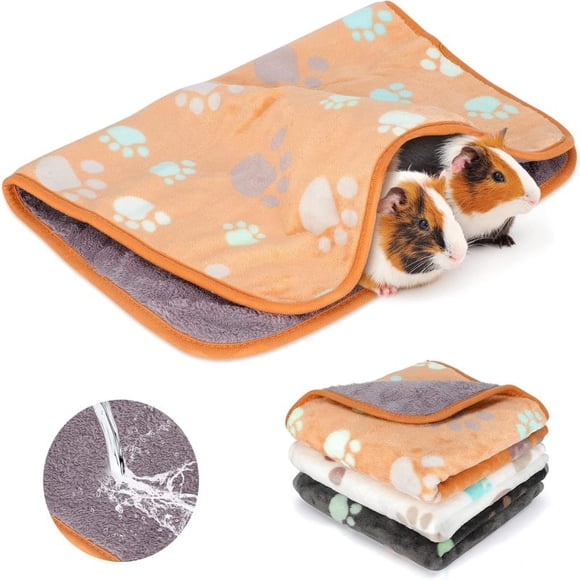 Zootealy Dog Blanket Washable waterproof guinea pig blanket, 3-piece small animal wool cover, soft sleeping pad cover for hamster, rabbit, Totoro, hedgehog, ferret, 23 x 16 inches