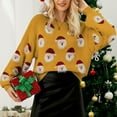 thumbnail image 2 of IROINNID Deals Pullover Sweater for Women Christmas Santa Claus Print Round-Neck Long Sleeve Warm Sweater Relaxed Fit Holiday Warm Pullover Tops,Gold, 2 of 4