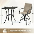 thumbnail image 6 of AMOPATIO 3-Piece Patio Swivel Bar Set - All Weather High Top Bistro Set with 2 Oversize Bar Stools & Metal Table for Backyard, Garden, Porch, Khaki, 6 of 6