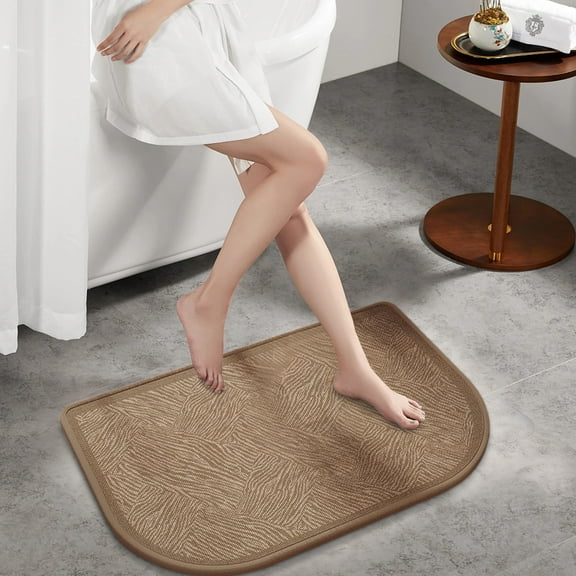 Half Circle Bath Mat Thin Bathroom Rugs Fit Under Door Quick Dry Non Slip Washable Bathroom Mat with Rubber Backing Absorbent Woven Half Round Shower Rug Flower Bath Rugs 19.69x31.5 Inch 13 Styles