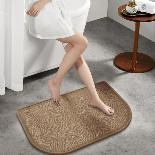 Half Circle Bath Mat Thin Bathroom Rugs Fit Under Door Quick Dry Non Slip Washable Absorbent Woven Half Round Shower Rug with Rubber Backing 11.81x19.69 Inch 13 Styles