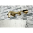 thumbnail image 3 of Kingston Brass KS8123CKL Kaiser Double-Handle 3-Hole Wall Mount Bathroom Faucet in Antique Brass, 3 of 8