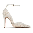 thumbnail image 3 of XYD Women Elegant Pointed Toe Pumps Floral Lace Bridal Ankle Strap Thin High Heels Evening Dress Shoes Size 7 White, 3 of 4