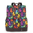 thumbnail image 1 of Balery Colorful Cats Mochila de Cuero para Mujeres, Gran Capacidad, Bolsa de Viaje Multifuncional, Mochila de Cuero y Bolsa de Hombro para Mujeres, 1 of 4