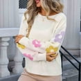 thumbnail image 5 of Bixock Women Fall and Winter Top,Women Sweater,Women's Fashion Round Neck Long Sleeved Floral Print Loose Pullover Knitted Sweater, 5 of 5