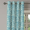 thumbnail image 3 of Ambesonne Ivory and Blue Grommet Curtain, Damask Flowers, 50" x 63", Petrol Blue and Ivory, 3 of 6