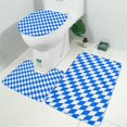 thumbnail image 2 of Blue White Checkerboard Checkered Pattern Bathroom Rugs Sets 3 Piece,Toilet Cover Set,Absorbent Non Slip Bathroom Mats Sets with U-Shaped Contour Rug Toilet Rug Set, 2 of 5
