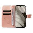 thumbnail image 3 of Dteck Pattern Case for Google Pixel 8,Magnetic Leather Butterfly Floral Embossed Flip Case Card Slots Wallet Stand Cover with Wrist Strap for Google Pixel 8,Rosegold, 3 of 7