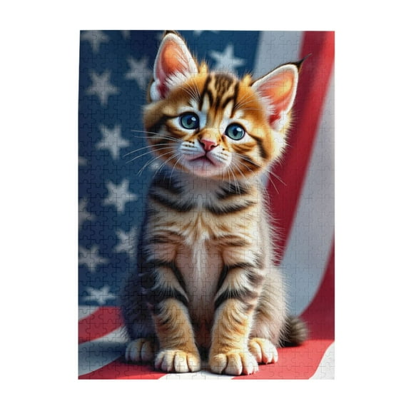 500 Piece Patriotic Kitten Jigsaw Puzzle For Adults Challenging And Fun Brain Teaser Beautiful Artwork Quality Pieces Great Gift Idea Home Décor
