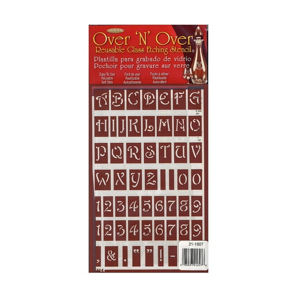 Over'n'Over Re-usable Glass Etching Stencils alpha upper case, each (pack of 3)