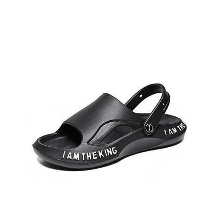 

SIMANLAN Men s Summer Sandals Waterproof Slide Sandal Open Toe Beach Shoes Pool Lightweight Walking Shoe Casual Slip On Black 10