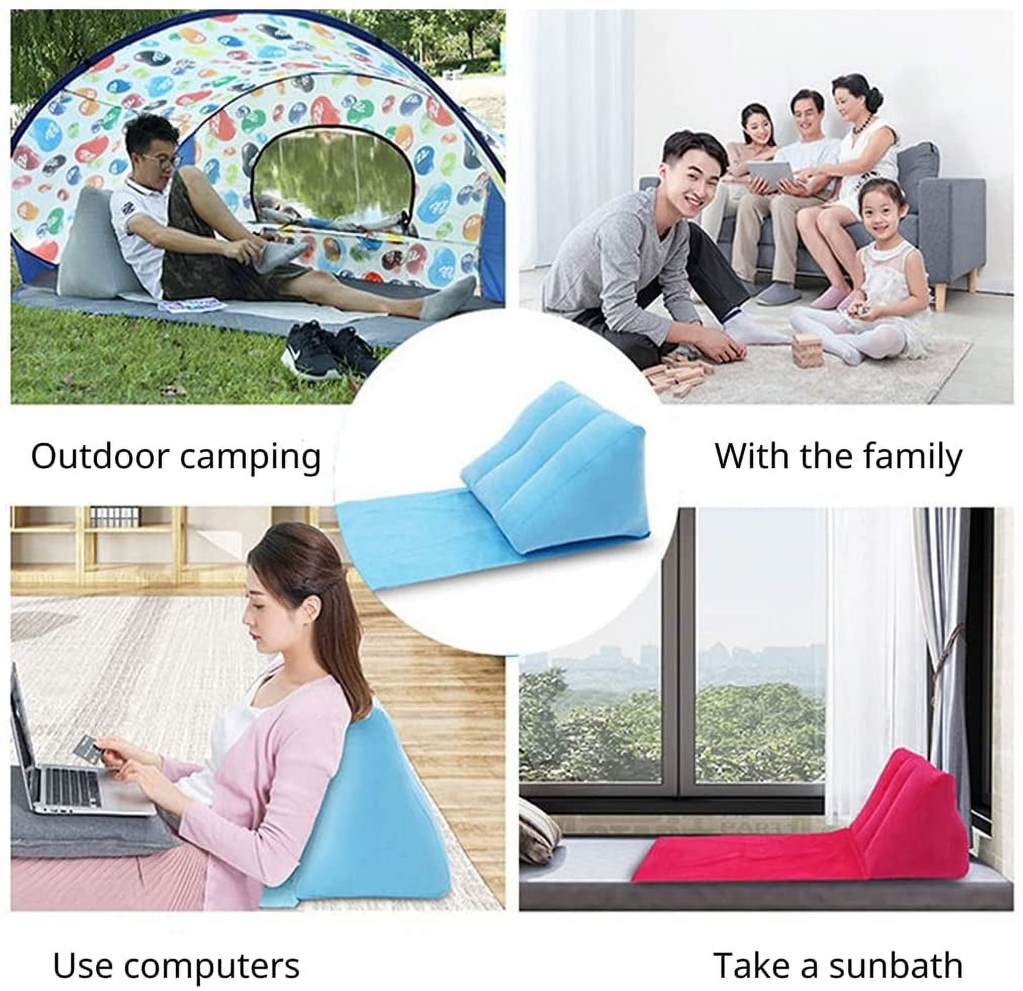 Sarini Coussin Triangulaire Gonflable De Voyage - Coussin De Plage Et Dossier Confortable En Tissu Floqué, Chaise Arrière Pliable Étanché Pour Camping (Gris)