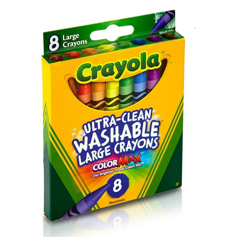 Crayola Washable Crayons, Large Size, 8 Colors, Set of 12 boxes 