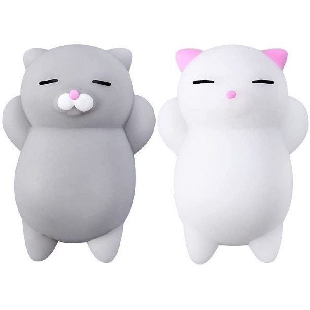 Juego de gatos blandos: 2 gatitos kawaii de silicona suave, el mejor regalo sensorial para aliviar el estrés 2021, idea única para rellenar medias navideñas para niños y adultos, el mejor regalo para