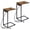 brown, variant on Rustic Brown C-Shaped End Table with Charging Station, Industrial Side Table with USB Ports and Outlets for Couch and Bed