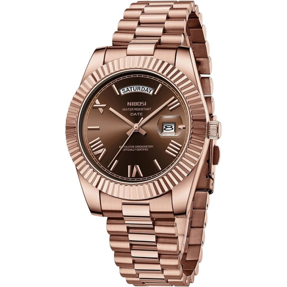 Men Watches Analog Quartz Stainless Steel Rose Gold Silver Watches for Men Waterproof Business Classic Desiger Wrist Watch with Day Date