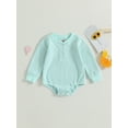 thumbnail image 3 of xiaxaixu Baby Boys Girls Sweatshirts Rompers Solid Color Long Sleeve Infant Waffle Jumpsuits Fall Toddler Clothes Bodysuits, 3 of 9