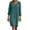 Blue, variant on Women's Cotton and Linen Party Dresses V-Neck Drawstring 3/4 Sleeve Bohenian Solid Color Loose Comfy Breathable Pleated Beach Dress Casual Mini Dresses
