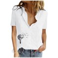 thumbnail image 1 of Birdeem Mode Femme Blouse à Boutons Imprimés Manches Courtes T-Shirt Hauts d'Été, 1 of 1
