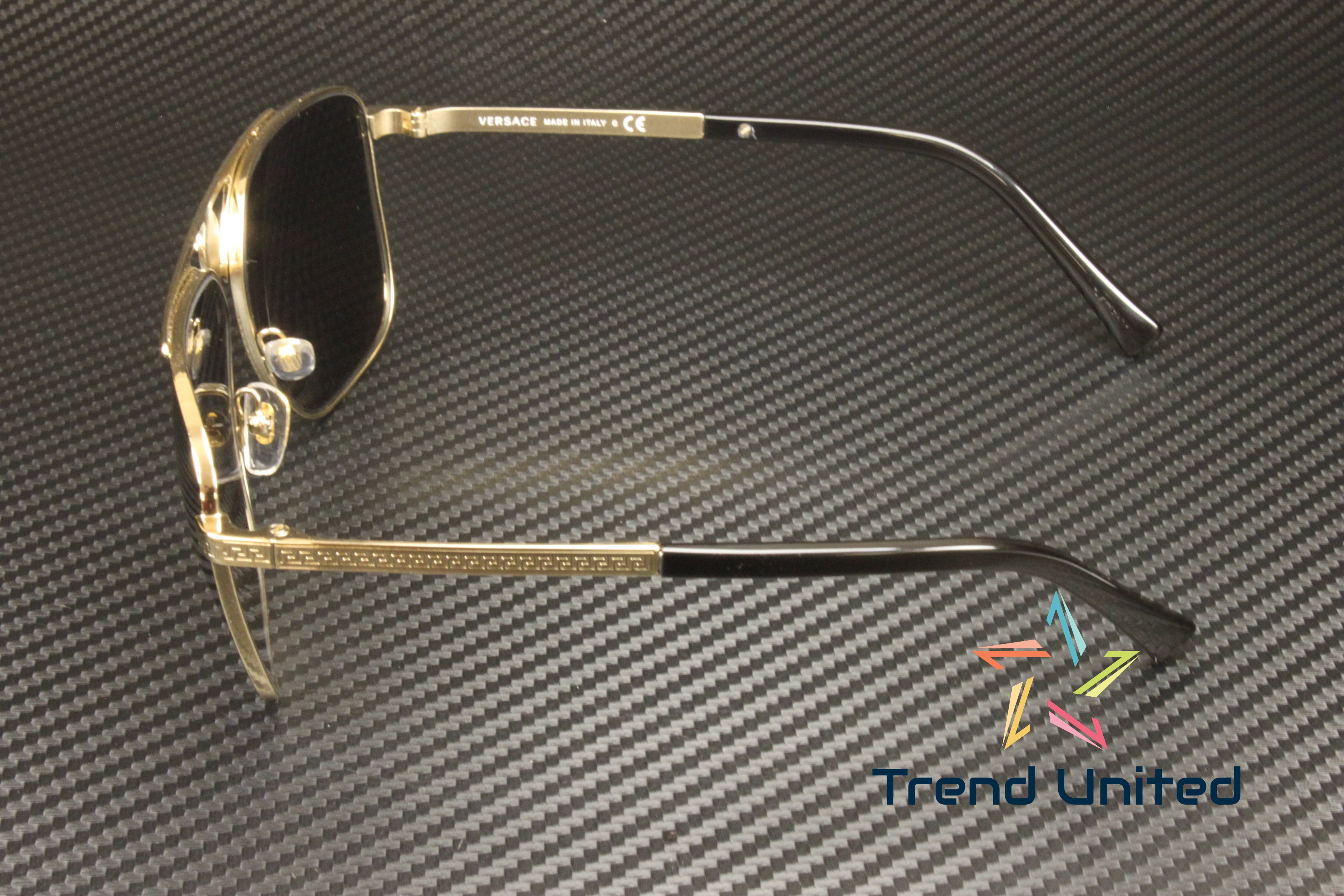 Versace VE 2238 Metal Unisex Rectangle Sunglasses Pale Gold 61mm Adult