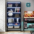 thumbnail image 4 of 71 Inches Black Bookcase with LED Lights, Heavy Duty Free-Standing Library Bookshelf, 4 of 5