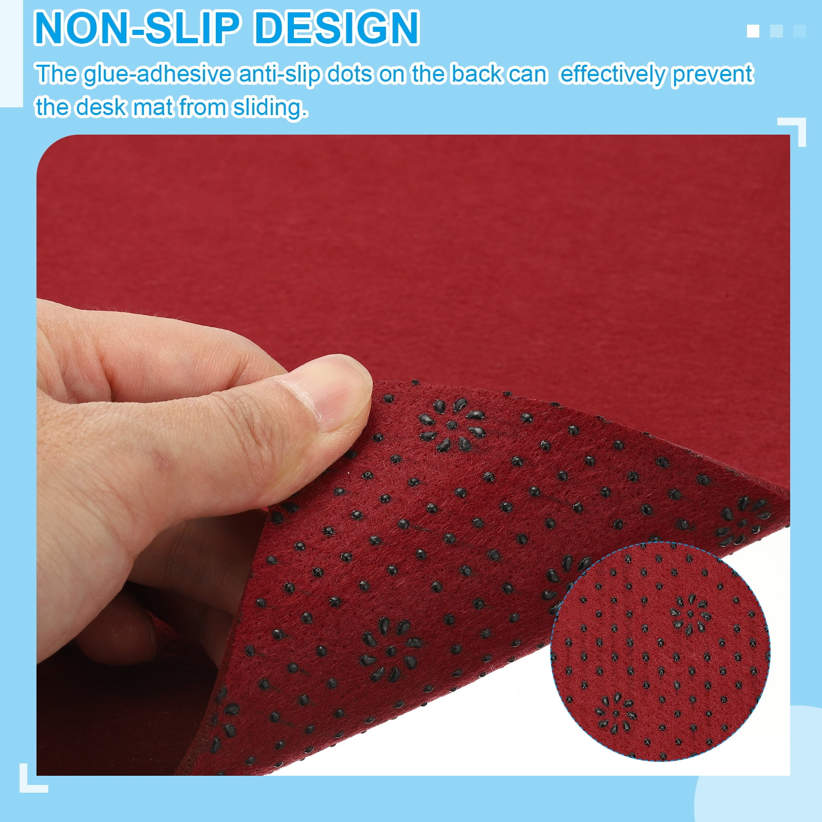 Uxcell 31.5" x 15.7" Large Felt Desk Pad Protector, Upgrade Non-Slip Desk Mat Full Table Mouse Pad Keyboard Mats for Laptop Computer Writing Desk Table Gaming Home, Wine Red