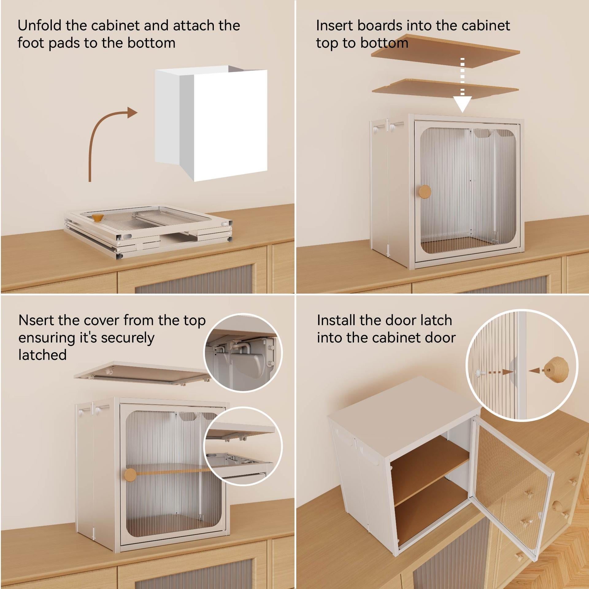 1-Piece Foldable Cabinet, Storage Box with Anti-Slip Design, Easy to DIY Home Storage Container with Door