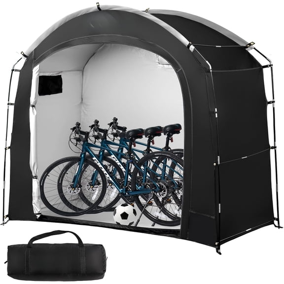 Bike Storage Shed Tent, Waterproof Portable Bicycle Cover with 30% More Top Storage Space for 2/3/4/5 Bikes,Clips Easy Setup Outdoor Sheds Shelter for Motorcycle, Garden Tools, Lawn Mower