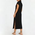 thumbnail image 5 of Yievot Women's Summer Casual Maxi Dress Side Slit Cap Sleeve Collared Beach Vacation T Shirt Long Dresses, 5 of 6
