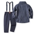 thumbnail image 3 of Mikilon Boys Performance Sets Size 2-7 Years with Plaid Turn Down Collar Long Sleeve Shirts ,Suit Vest,Suspender Pants, 3 of 8