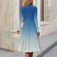 thumbnail image 5 of Women's Casual Fashion High Neck Long Sleeve Print Midi Dress with Gradient Design, Fall and Winter Dress for Stylish Everyday Wear, Elegant and Cozy,Blue,L, 5 of 7