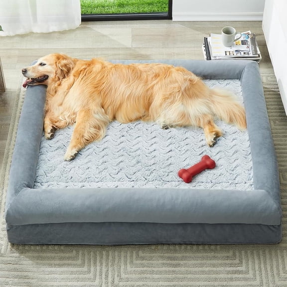 XXL Extra Large Dog Bed, Washable Dog Couch with Removable Waterproof Cover, Orthopedic Large Pet Sofa Bed with Bolster Sides for Sleeping