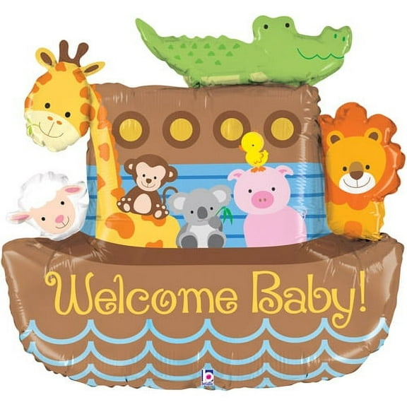 37" Noah's Ark Welcome Baby Foil Balloon