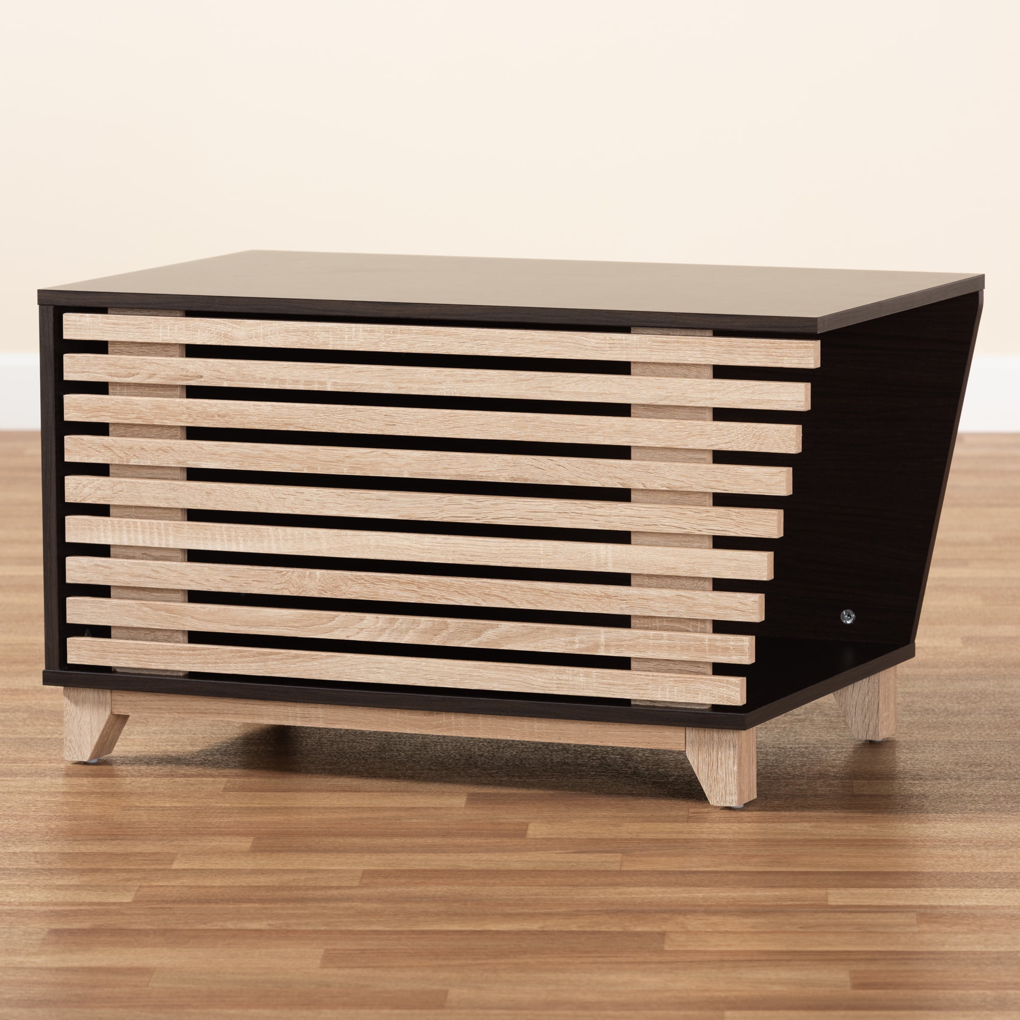 Baxton Studio Eckhart Modern and Contemporary Two-Tone Dark Brown and Oak Finished Wood Cat Litter Box Cover House
