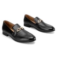 thumbnail image 2 of Men's Leather Faux Leather Loafers Wedding Dress Shoes Black Men's Gold Buckle, Black-10, 12 US, 2 of 5