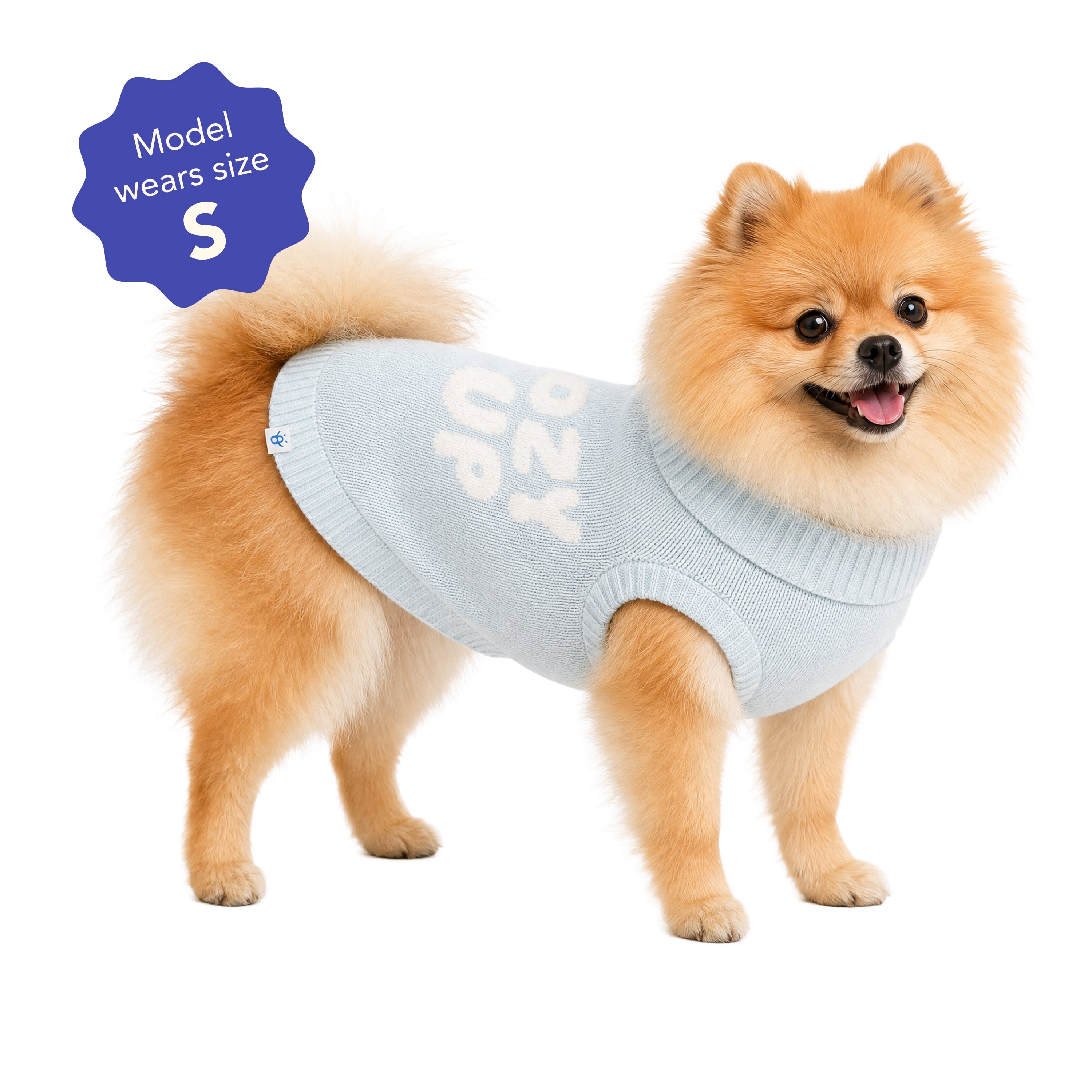 Oodles Cozy Pup Fall Dog Sweater, Blue, Small