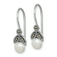 thumbnail image 2 of Primal Silver Sterling Silver Rhodium-plated Freshwater Cultured Pearl Marcasite Earrings, 2 of 5