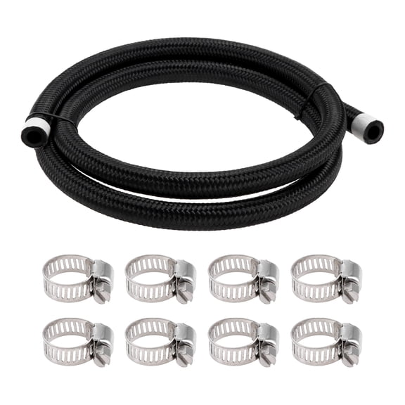 Unique Bargains 3/8" Fuel Line Kit 4.92ft Vacuum Hose Automotive Fuel Hose with 8 Clamps 1 Set