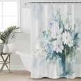 thumbnail image 2 of 72x78 Inch Shower Curtain White Blue Flowers Bathroom Decor Waterproof Fabric Bathtub Bath Curtains Decorative Spring Botanical Bottle Floral Painting Extra Long Shower Curtain Set with Hooks, 2 of 6